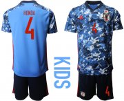 Wholesale Cheap Youth 2020-2021 Season National team Japan home blue 4 Soccer Jersey