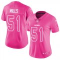 Wholesale Cheap Nike Panthers #51 Sam Mills Pink Women's Stitched NFL Limited Rush Fashion Jersey