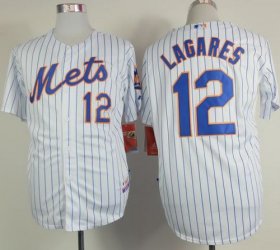 Wholesale Cheap Mets #12 Juan Lagares White(Blue Strip) Home Cool Base Stitched MLB Jersey