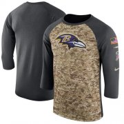 Wholesale Cheap Men's Baltimore Ravens Nike Camo Anthracite Salute to Service Sideline Legend Performance Three-Quarter Sleeve T-Shirt