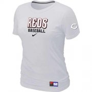 Wholesale Cheap Women's Cincinnati Reds Nike Short Sleeve Practice MLB T-Shirt White