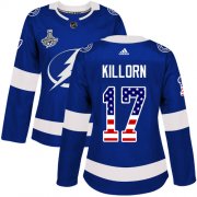 Cheap Adidas Lightning #17 Alex Killorn Blue Home Authentic USA Flag Women's 2020 Stanley Cup Champions Stitched NHL Jersey