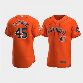 Wholesale Cheap Men\'s Houston Astros #45 Ryne Stanek Orange 60th Anniversary Flex Base Stitched Baseball Jersey