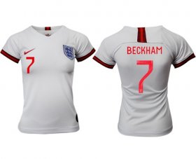 Wholesale Cheap Women\'s England #7 Beckham Home Soccer Country Jersey