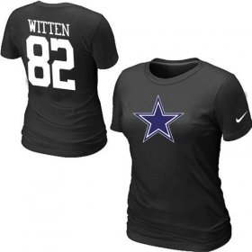 Wholesale Cheap Women\'s Nike Dallas Cowboys #82 Jason Witten Name & Number T-Shirt Black