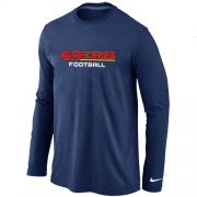 Wholesale Cheap Nike San Francisco 49ers Authentic Font Long Sleeve T-Shirt Dark Blue