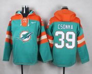 Wholesale Cheap Nike Dolphins #39 Larry Csonka Aqua Green Player Pullover NFL Hoodie