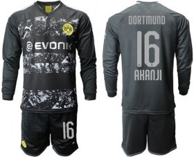 Wholesale Cheap Dortmund #16 Akanji Away Long Sleeves Soccer Club Jersey