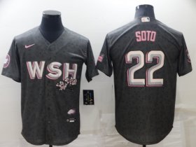 Wholesale Cheap Men\'s Washington Nationals #22 Juan Soto 2022 Grey City Connect Cherry Blossom Cool Base Stitched Jersey