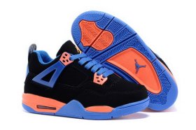 Wholesale Cheap Kid\'s Air Jordan 4 Shoes Black/blue-orange