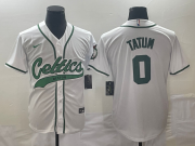 Wholesale Cheap Men's Boston Celtics #0 Jayson Tatum White With Patch Stitched Baseball Jersey