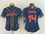 Wholesale Cheap Women's Houston Astros #14 Mauricio Dubon 2022 Navy Blue City Connect Cool Base Stitched Jersey