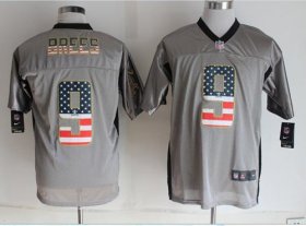 Wholesale Cheap Nike Saints #9 Drew Brees Grey Men\'s Stitched NFL Elite USA Flag Fashion Jersey