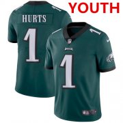 Wholesale Cheap Youth Philadelphia Eagles #1 Jalen Hurts Green Vapor Untouchable Limited Stitched Jersey