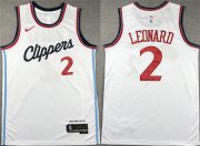 Cheap Men's Los Angeles Clippers #2 Kawhi Leonard White Stitched Jersey