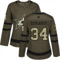 Cheap Adidas Stars #34 Denis Gurianov Green Salute to Service Women's Stitched NHL Jersey