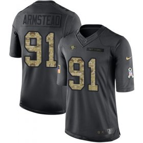 Wholesale Cheap Nike 49ers #91 Arik Armstead Black Men\'s Stitched NFL Limited 2016 Salute to Service Jersey