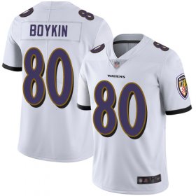 Wholesale Cheap Nike Ravens #80 Miles Boykin White Men\'s Stitched NFL Vapor Untouchable Limited Jersey