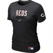 Wholesale Cheap Women's Cincinnati Reds Nike Short Sleeve Practice MLB T-Shirt Black