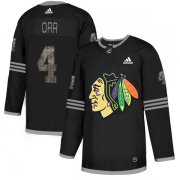 Wholesale Cheap Adidas Blackhawks #4 Bobby Orr Black Authentic Classic Stitched NHL Jersey
