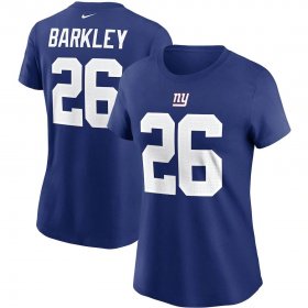 Wholesale Cheap New York Giants #26 Saquon Barkley Nike Women\'s Team Player Name & Number T-Shirt Royal