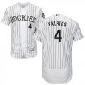 Wholesale Cheap Rockies #4 Pat Valaika White Strip Flexbase Authentic Collection Stitched MLB Jersey