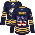 Wholesale Cheap Adidas Sabres #53 Jeff Skinner Navy Blue Home Authentic USA Flag Women's Stitched NHL Jersey
