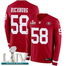 Wholesale Cheap Nike 49ers #58 Weston Richburg Red Super Bowl LIV 2020 Team Color Men\'s Stitched NFL Limited Therma Long Sleeve Jersey