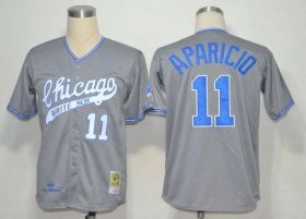 Wholesale Cheap Mitchell And Ness 1969 White Sox #11 Luis Aparicio Grey Stitched Throwback MLB Jersey