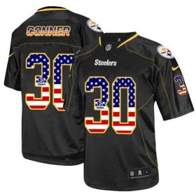 Wholesale Cheap Nike Steelers #30 James Conner Black Men\'s Stitched NFL Elite USA Flag Fashion Jersey