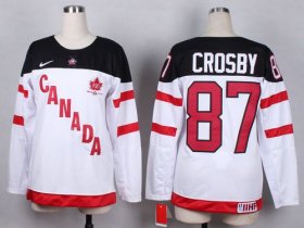 Wholesale Cheap Team Canada #87 Sidney Crosby White 100th Anniversary Women\'s Stitched NHL Jersey
