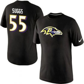Wholesale Cheap Nike Baltimore Ravens #55 Terrell Suggs Name & Number NFL T-Shirt Black