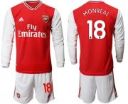 Wholesale Cheap Arsenal #18 Monreal Red Home Long Sleeves Soccer Club Jersey
