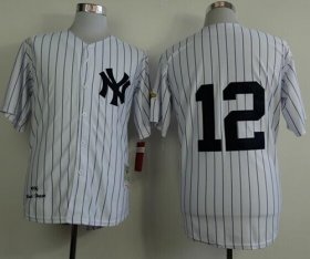 Wholesale Cheap Mitchell And Ness 1996 Yankees #12 Wade Boggs White Throwback Stitched MLB Jersey