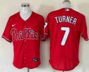 Cheap Men's Philadelphia Phillies #7 Trea Turner Red Stitched MLB Flex Base Nike Jersey