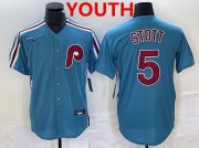 Cheap Youth Philadelphia Phillies #5 Bryson Stott Blue Cool Base Stitched Jersey