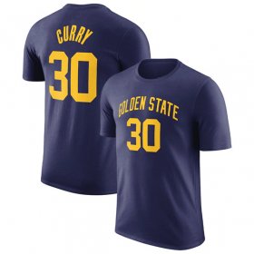 Cheap Men\'s Golden State Warriors #30 Stephen Curry Navy 2022-23 Statement Edition Name & Number T-Shirt