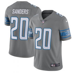 Wholesale Cheap Nike Lions #20 Barry Sanders Gray Men\'s Stitched NFL Limited Rush Jersey