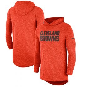 Wholesale Cheap Nike Cleveland Browns Orange Sideline Slub Performance Hooded Long Sleeve T-Shirt