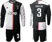 Wholesale Cheap Juventus #3 Chiellini Home Long Sleeves Soccer Club Jersey