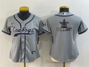Wholesale Cheap Youth Dallas Cowboys Gray Team Big Logo With Patch Cool Base Stitched Baseball Jersey
