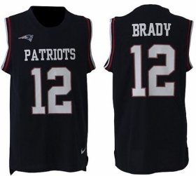 Wholesale Cheap Nike Patriots #12 Tom Brady Navy Blue Team Color Men\'s Stitched NFL Limited Tank Top Jersey