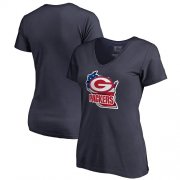 Wholesale Cheap Women's Green Bay Packers NFL Pro Line by Fanatics Branded Navy Banner State V-Neck T-Shirt