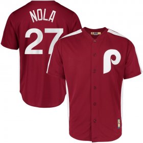 Wholesale Cheap Philadelphia Phillies #27 Aaron Nola Majestic 1979 Saturday Night Special Cool Base Cooperstown Player Jersey Maroon
