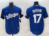 Cheap Men's Los Angeles Dodgers #17 Shohei Ohtani Royal City Connect Cool Base With Patch Stitched Baseball Jersey