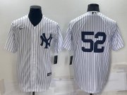 Wholesale Cheap Men's New York Yankees #52 C.C. Sabathia White Cool Base Stitched Jersey