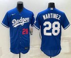 Cheap Men's Los Angeles Dodgers #28 JD Martinez Number Blue Stitched MLB Flex Base Nike Jersey