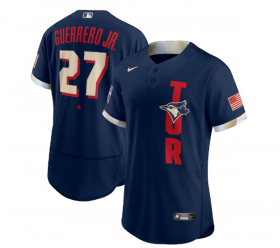 Wholesale Cheap Men\'s Toronto Blue Jays #27 Vladimir Guerrero Jr. 2021 Navy All-Star Flex Base Stitched MLB Jersey
