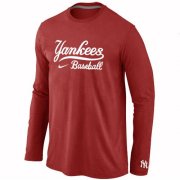 Wholesale Cheap New York Yankees Long Sleeve MLB T-Shirt Red
