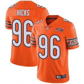 Wholesale Cheap Nike Bears #96 Akiem Hicks Orange Men\'s 100th Season Stitched NFL Limited Rush Jersey